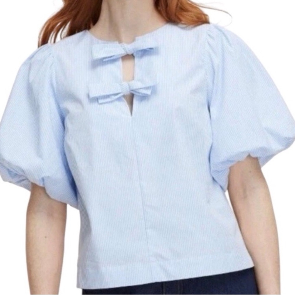 Kate Spade x Target Stripe Puff Short Sleeve Blouse
